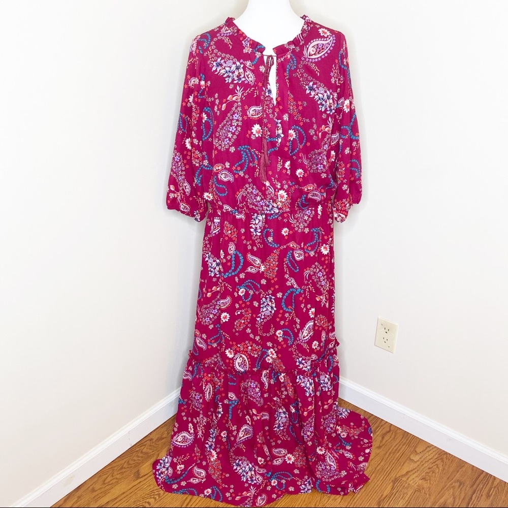 ♥️Burgundy Paisley Floral Maxi Dress 1X♥️